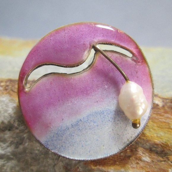 Sunrise Enamel & Genuine Pearl Earrings, Pierced - Picture 3 of 9